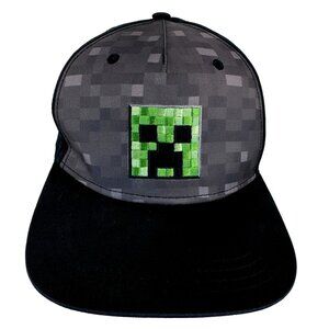 Minecraft Creeper Pixel Snapback Hat Black and Gray One Size Fits All